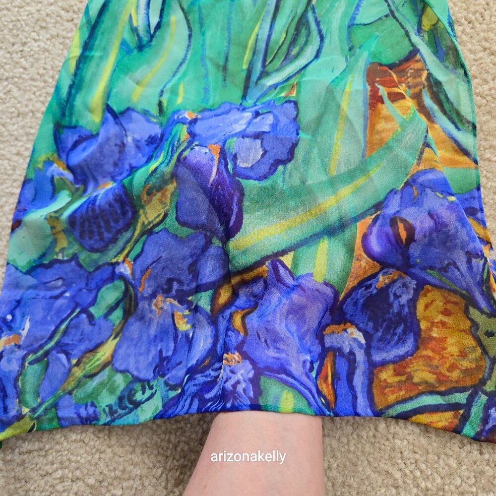 Van Gogh Silk Oblong Scarf Hand-Rolled Edges - Picture 7 of 10